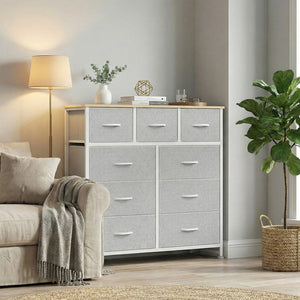 CONCETTA 9-Drawer Fabric Dresser, TV Cabinet Sideboard, Storage Organizer Cabinet for Living Room, Bedroom, Office
