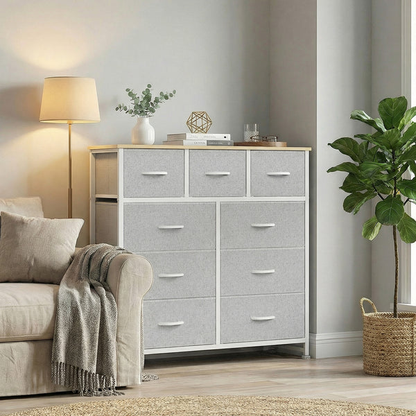 CONCETTA 9-Drawer Fabric Dresser, TV Cabinet Sideboard, Storage Organizer Cabinet for Living Room, Bedroom, Office