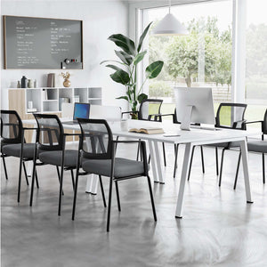 CONCETTA Mesh Back Arm Upholstered Fabric, Sturdy Metal Stacking Chairs, Easy to Use and Store, Outdoor and Indoor, for Home
