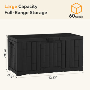 CONCETTA 60-Gallon Waterproof Deck Box, UV-Resistant Resin Outdoor Storage, Lockable Wide-Opening Lid, Garden Patio Storage Bench