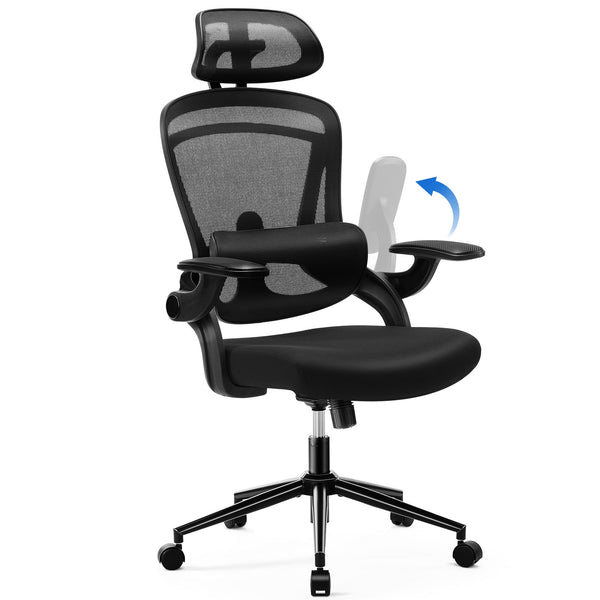 Ergonomic High Back Office Chair with Adjustable Lumbar Support, Headrest for Adults, Grey
