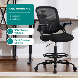 CONCETTA Office Computer Desk Chair, Ergonomic Chair with Flip-up Armrests and Lumbar Support, Height Adjustable, Breathable Mesh Back