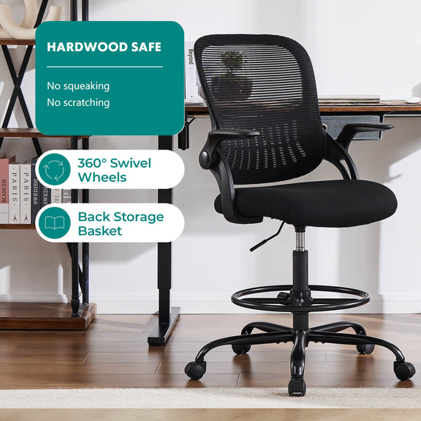 CONCETTA Office Computer Desk Chair, Ergonomic Chair with Flip-up Armrests and Lumbar Support, Height Adjustable, Breathable Mesh Back