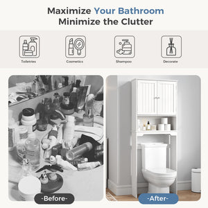 CONCETTA Over The Toilet Cabinet for Bathroom, Space Saver Storage with Quiet Magnetic Doors & Adjustable Bottom Stabilizer