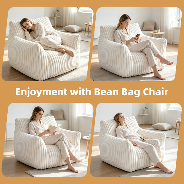 CONCETTA Bean Bag Chair, Bean Bag Sofa with High Rebound Foam Filling, Soft and Durable Lounge Chair for Living Room, Bedroom and Dorm