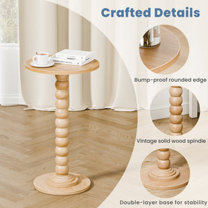 CONCETTA Modern Round Side Table, Accent End Table with Solid Wood Spindle, Small Drink Table for Living Room, Bedroom, Couch, Office