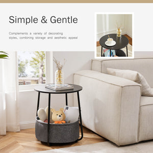 CONCETTA Compact nightstand, sofa side table, can be used in living room, nursery room, bedroom, comes with fabric basket for easy storage