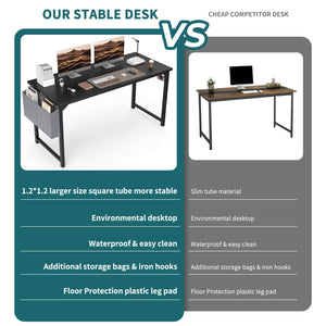 CONCETTA Computer Desk - 32/40/47/55/63 inch Student Kids Study Wooden Desk with Headphone Hook and Storage Bag for Bedroom, Living Room, Study Room