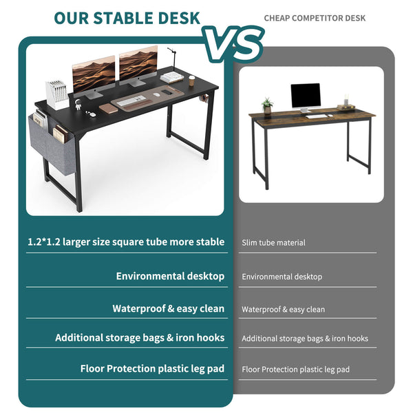CONCETTA Computer Desk - 32/40/47/55/63 inch Student Kids Study Wooden Desk with Headphone Hook and Storage Bag for Bedroom, Living Room, Study Room