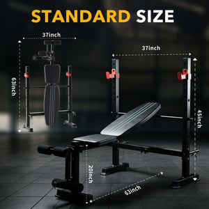 SHOUFTW Adjustable Weight Bench Set, Foldable Bench Press with Leg Developer, 650 LBS Heavy-Duty Space Saving Workout Set for Small Apartments Strength Training