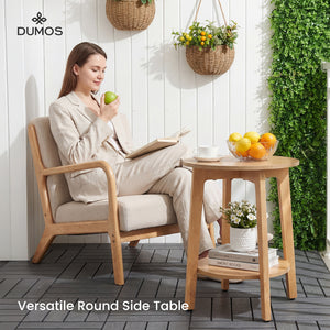 CONCETTA Round 2-Tier Side Tables with Tapered Legs, Small End Tables for Living Room & Bedroom