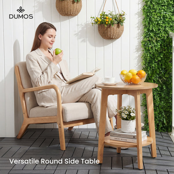 CONCETTA Round 2-Tier Side Tables with Tapered Legs, Small End Tables for Living Room & Bedroom