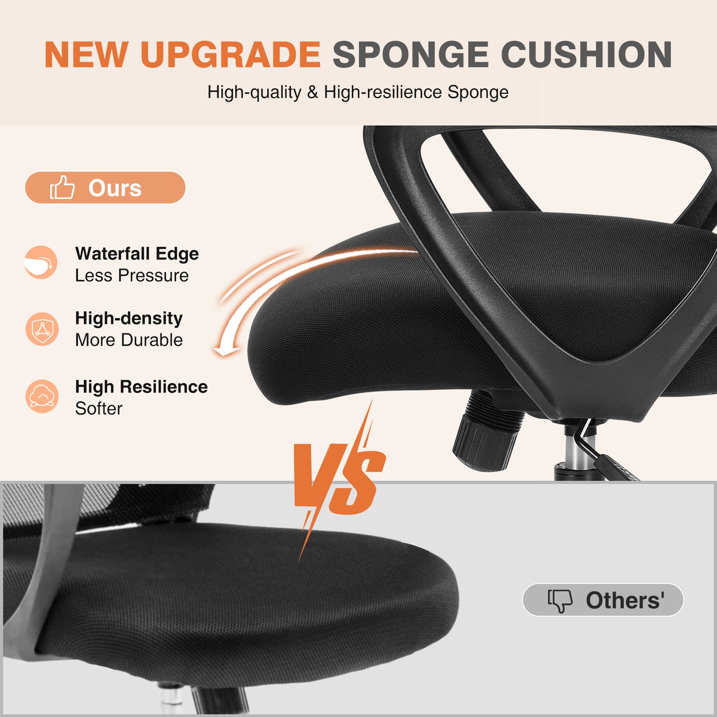 CONCETTA Ergonomic Office Home Desk Mesh Fixed Armrest