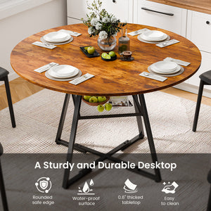 CONCETTA Round Extendable Dining Table for 4-8 People, Space-Saving Wood Kitchen Table with Pedestal Base & Storage Shelf, Modern Expandable Oval Dining Table for Home & Apartment