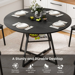 CONCETTA Round Extendable Dining Table for 4-8 People, Space-Saving Wood Kitchen Table with Pedestal Base & Storage Shelf, Modern Expandable Oval Dining Table for Home & Apartment