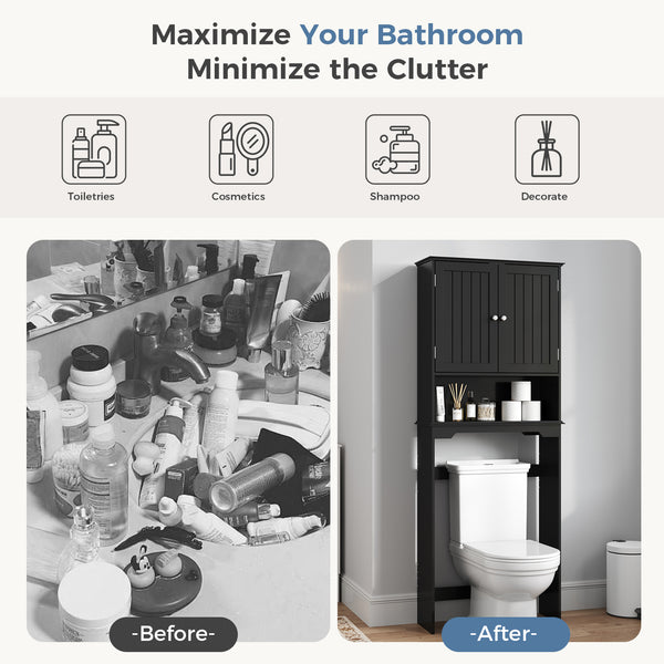 CONCETTA Over The Toilet Cabinet for Bathroom, Space Saver Storage with Quiet Magnetic Doors & Adjustable Bottom Stabilizer