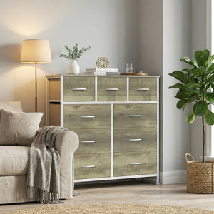 CONCETTA 9-Drawer Fabric Dresser, TV Cabinet Sideboard, Storage Organizer Cabinet for Living Room, Bedroom, Office