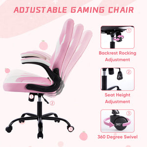 CONCETTA Ergonomic Leather Gaming Chair-Office Desk PU Leather Chair -up Armrests, Swivel Task Chair Adjustable Height for Adults Teens Kids