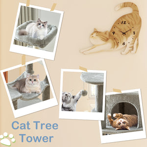 CONCETTA 44in Multi Level Cat Tree Tower,Cat Scratching Posts with Large Top Perch and Hammock