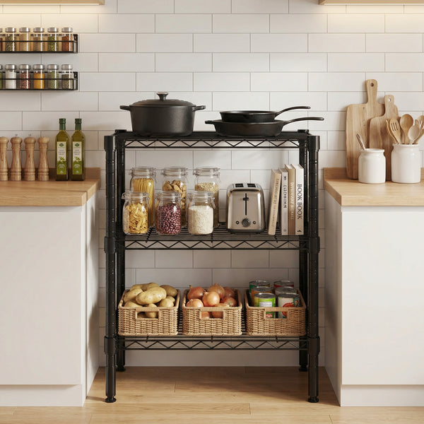 Metal Wire Shelving Unit, Adjustable Storage Rack for Kitchen, Garage, or Living Room,