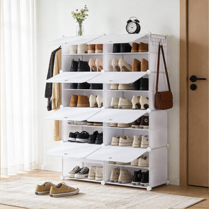 CONCETTA Shoe Rack, 24 Pair Plastic Shelves Storage Organizer for Closet Hallway Bedroom Entryway