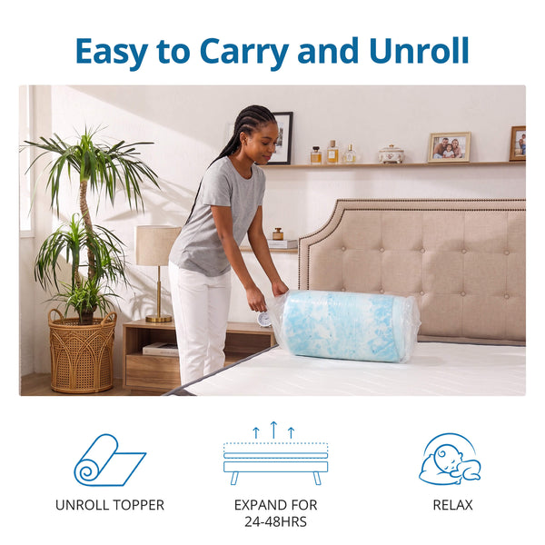 CONCETTA Mattress Topper Full - 2 Inch Gel Memory Foam Mattress Topper Full Size for Back Pain