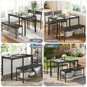 CONCETTA 3-Piece Dining Table Set with 1 Table,2 benches,Space-Saving Small Dining Set for 2–4 People for Apartment, Daily Meals & Bistro