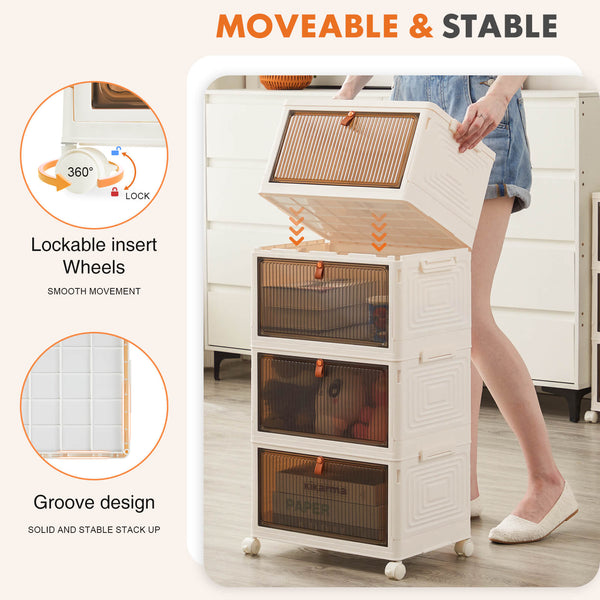 CONCETTA Foldable Organizers, Storage with Lockable Wheels