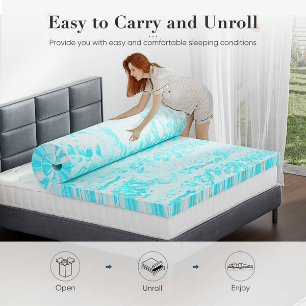 CONCETTA Gel Memory Foam Mattress Topper with Cooling Technology