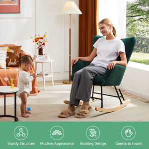 CONCETTA  Rocking Chair Nursery, with High Backrest, Reading Chair Modern Rocking Accent Chairs Glider Recliner for Living Room, Nursery, Bedroom