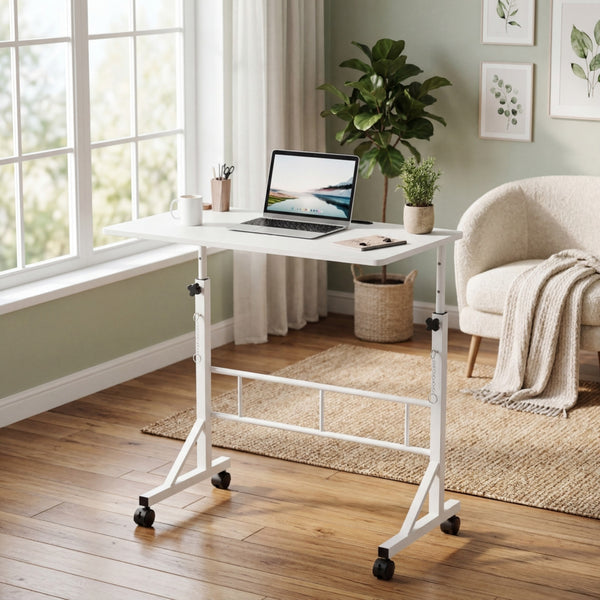 CONCETTA Adjustable Height Mobile Standing Desk with Wheels, 16"x31.5" Small Rolling Computer Desk for Home Office