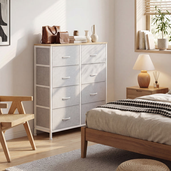 CONCETTA 8-Drawer Fabric Dresser, Storage Organizer Cabinet for Living Room, Bedroom, Office