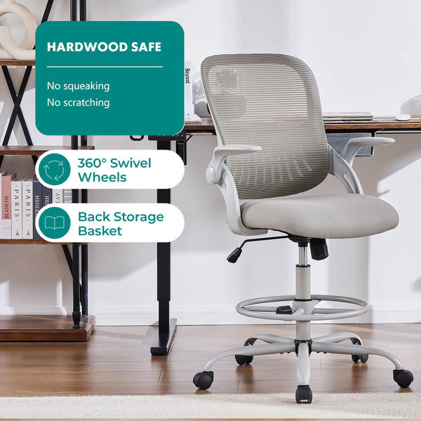 CONCETTA Office Computer Desk Chair, Ergonomic Chair with Flip-up Armrests and Lumbar Support, Height Adjustable, Breathable Mesh Back