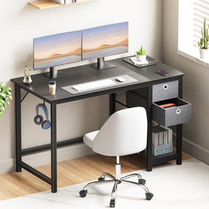 CONCETTA Computer Desk -40/47/55 inch Desk Study Desk with 2 Drawer Storage Shelf Headphone Hook for Bedroom, Game Room, Office, Living Room
