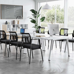 CONCETTA Mesh Back Arm Upholstered Fabric, Sturdy Metal Stacking Chairs, Easy to Use and Store, Outdoor and Indoor, for Home