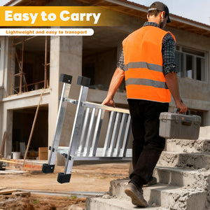 Multi-Functional Folding Telescopic Ladder - Made Of Aluminum Alloy, With Anti-Slip Design And Safety Lock System, Supports Up To 330 Lbs, Suitable For Home, Outdoor, Or Workshop,Silver