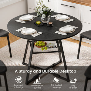 CONCETTA Round Extendable Dining Table for 4-8 People, Space-Saving Wood Kitchen Table with Pedestal Base & Storage Shelf, Modern Expandable Oval Dining Table for Home & Apartment
