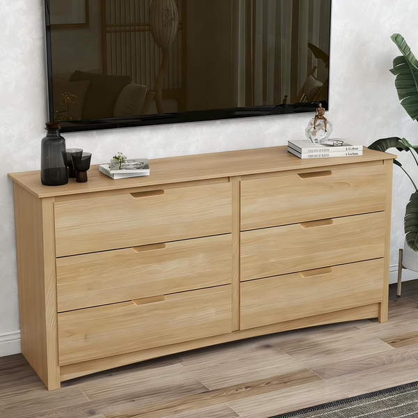 CONCETTA 6-Drawer Double Dresser for Bedroom, Wide Chest of Drawers, Bedroom Storage Furniture,Wood