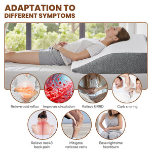 Wedge Pillow for Sleeping, Memory Foam Body Pillow for Acid Reflux, Neck & Back Pain Relief, Post-Surgery Recovery & Snoring Reduction, 7Inch