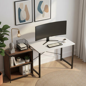CONCETTA 31 Inch Computer Desk, Simple Writing Desk for Home Office, Small Gaming Desk for Bedroom, Compact Office Desk Table, White