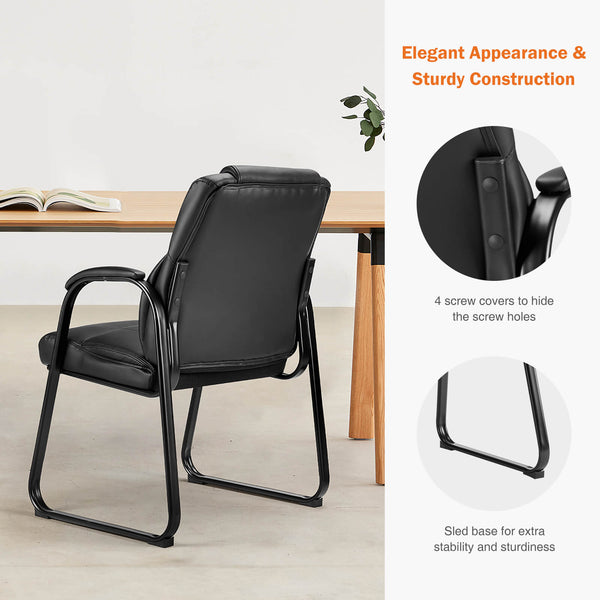 JOINSUN Waiting Room Chairs-Big and Tall PU Leather Without Wheels£¬for Reception Area Conference Room Lobby Home Computer Desk Bedroom Elderly