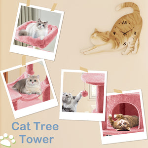 CONCETTA 44in Multi Level Cat Tree Tower,Cat Scratching Posts with Large Top Perch and Hammock