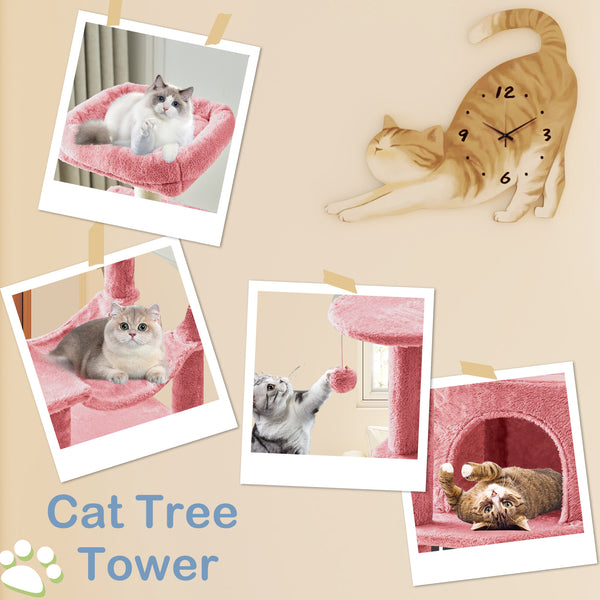 CONCETTA 44in Multi Level Cat Tree Tower,Cat Scratching Posts with Large Top Perch and Hammock