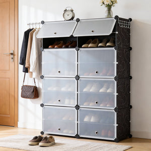 CONCETTA Shoe Rack, 24 Pair Plastic Shelves Storage Organizer for Closet Hallway Bedroom Entryway