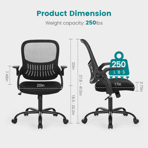 JOINSUN Ergonomic Office Home Desk Mesh Fixed Armrest
