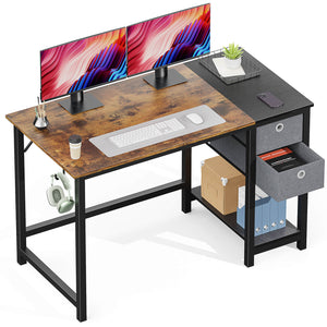 CONCETTA Computer Desk -40/47/55 inch Desk Study Desk with 2 Drawer Storage Shelf Headphone Hook for Bedroom, Game Room, Office, Living Room