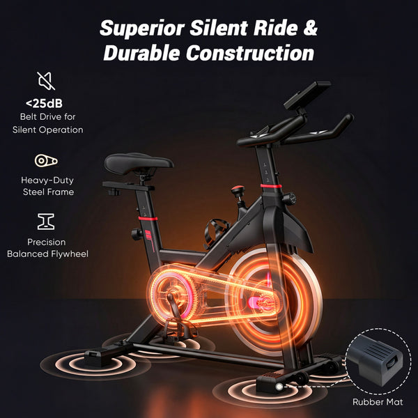 CONCETTA Exercise Bike for Home Gym, Stationary Indoor Cycling Bike, Low Noise Cardio Workout Equipment with Adjustable Resistance