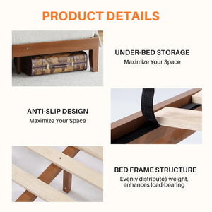 CONCETTA Solid Wood Platform Bed with Headboard, No Box Spring Needed, Wood Slat Support, Dark Brown Finish for Modern Bedroom, Full Size