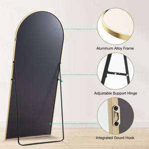 JOINSUN Floor Standing Mirror, Wall Mirror with Stand Aluminum Alloy Thin Frame