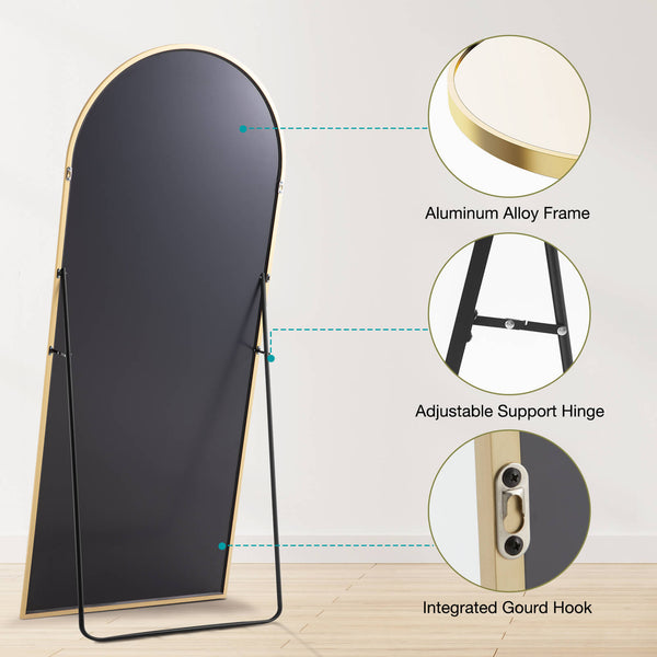 JOINSUN Floor Standing Mirror, Wall Mirror with Stand Aluminum Alloy Thin Frame